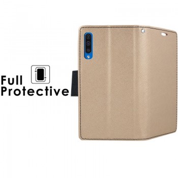 Atverčiamas dėklas-piniginė  auksinės spalvos (Samsung A50/A30S)